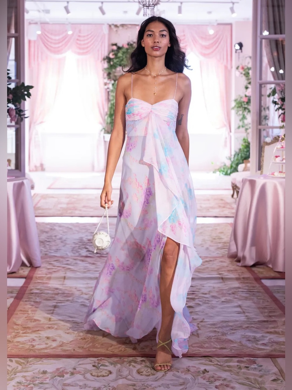 NWOT LoveShackFancy Miu Floral Chiffon Gown